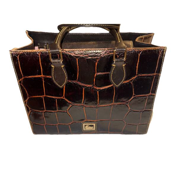 Vintage Dooney & Bourke Leather Square Hand Bag AuthenticConfirmed Medium Size - Picture 1 of 16
